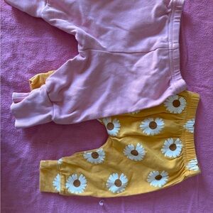 Pink and Yellow Floral newborn Pants Set